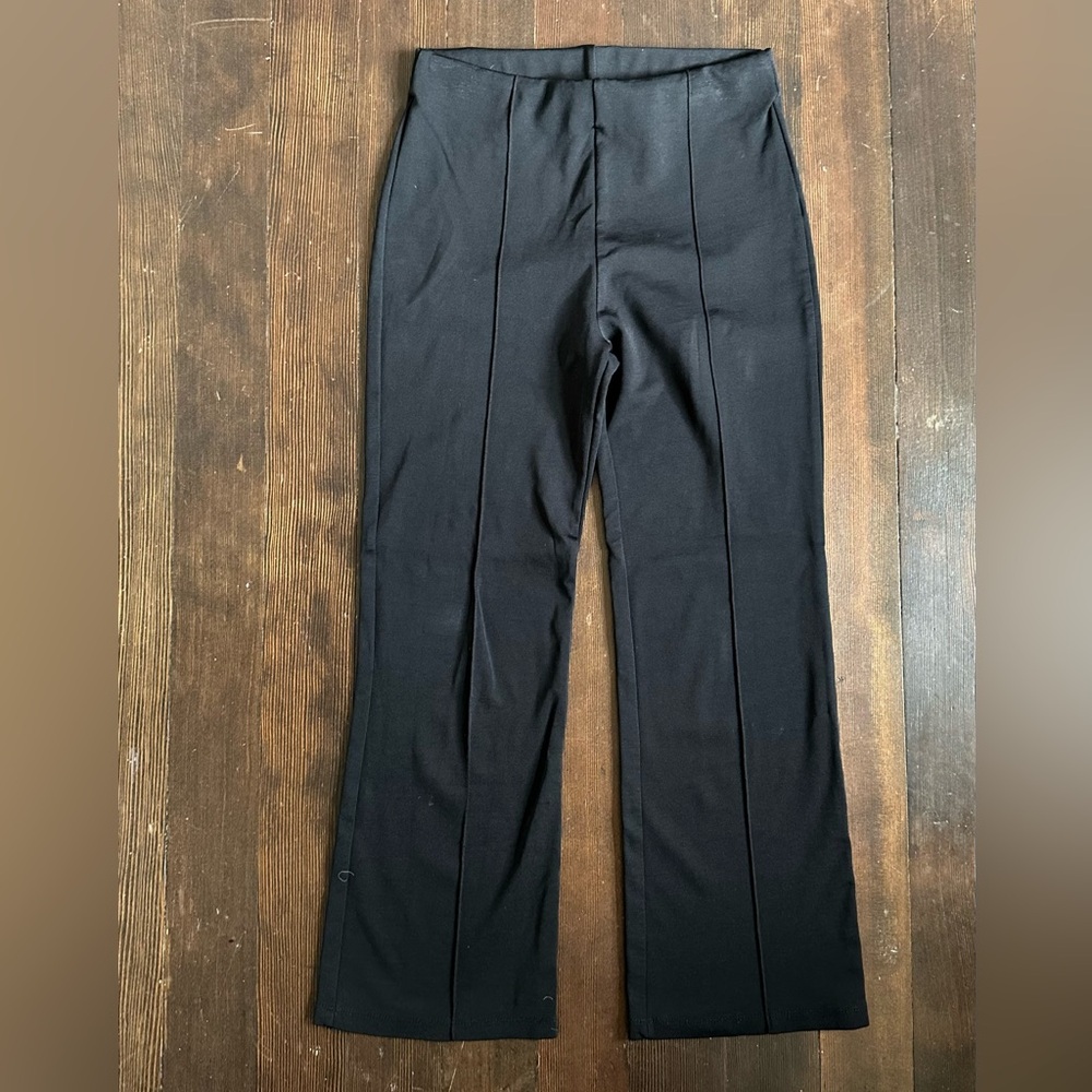 Zara minimalist pull on cropped pant front seam flattering work black sz medium
